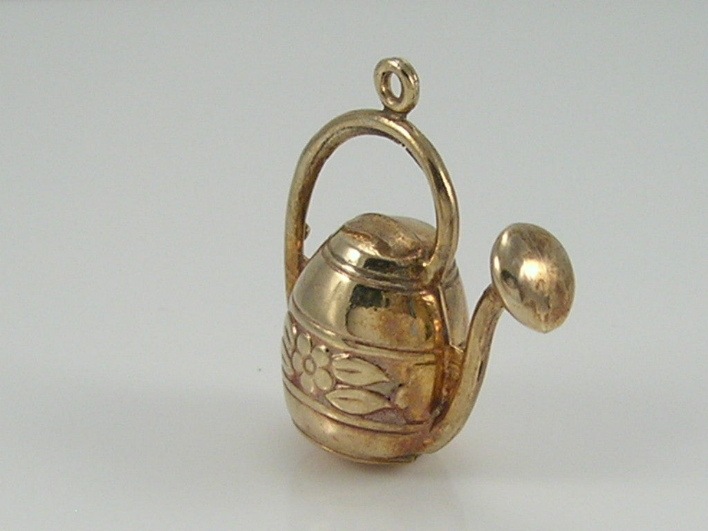 Vintage 9ct Gold Floral Garden Watering Can Charm