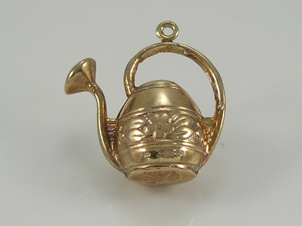 Vintage 9ct Gold Floral Garden Watering Can Charm