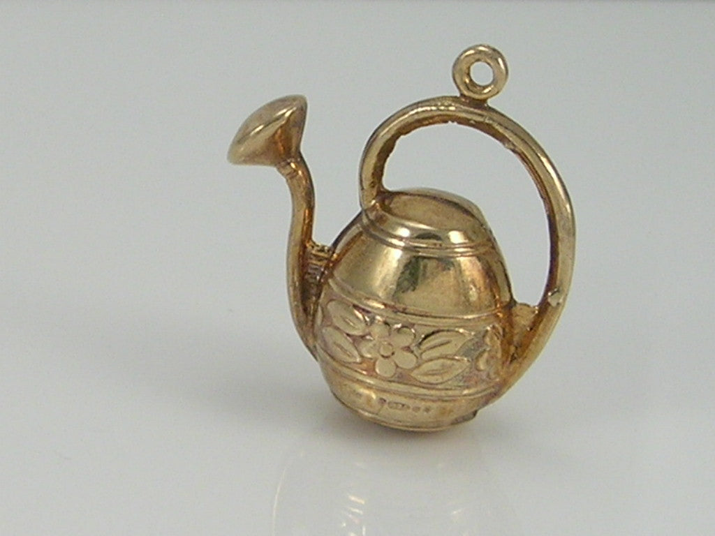 Vintage 9ct Gold Floral Garden Watering Can Charm