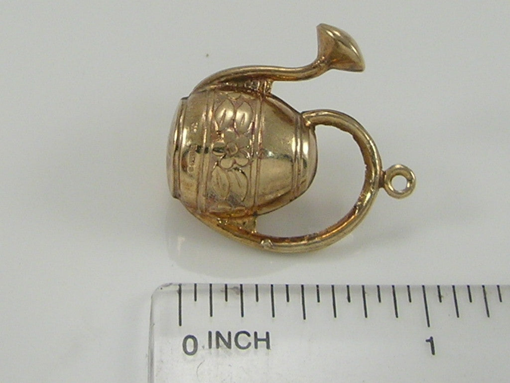 Vintage 9ct Gold Floral Garden Watering Can Charm