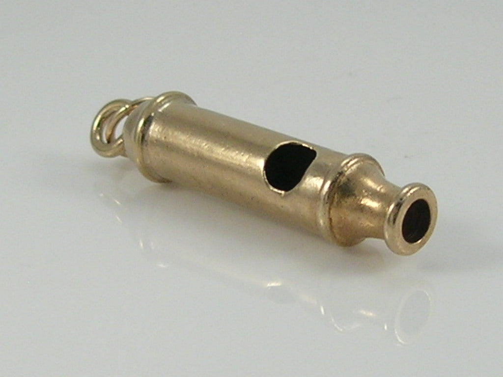Vintage  9ct Gold Working Whistle Charm Pendant H/MK 1969