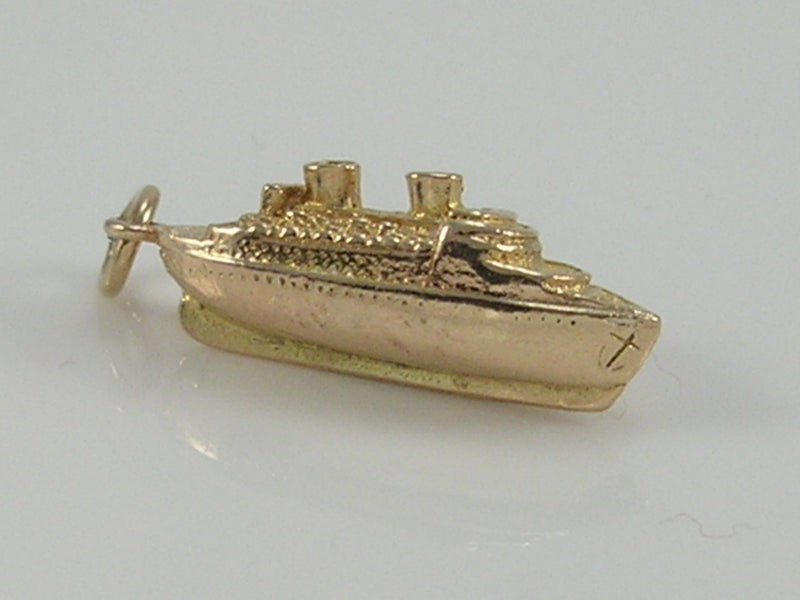 Vintage 3D 9ct Gold Cruise Liner Ship Charm H/MK 1955