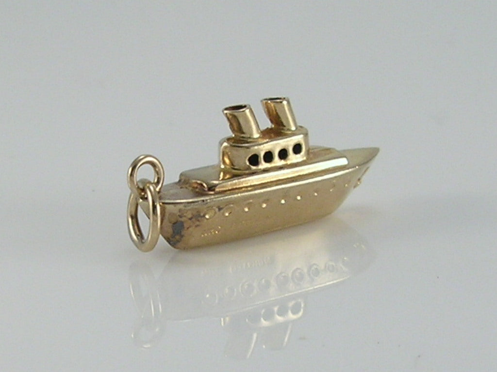Vintage 9ct Gold Cruise Liner Ship Charm H/MK 1963