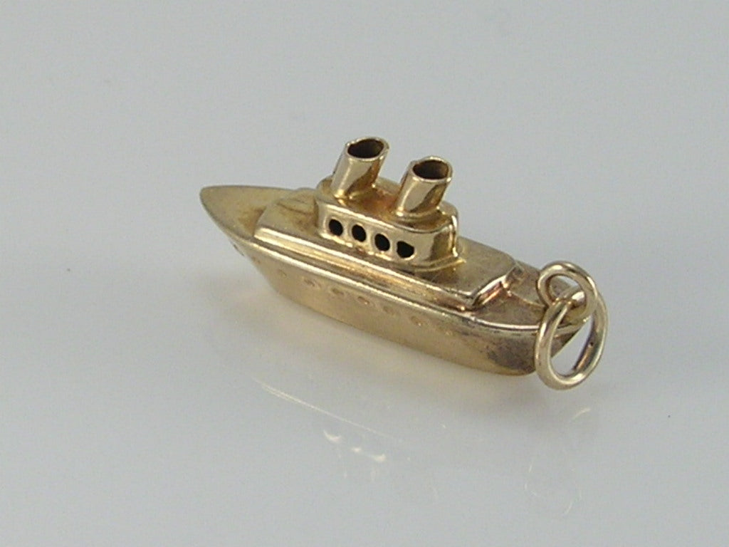 Vintage 9ct Gold Cruise Liner Ship Charm H/MK 1963
