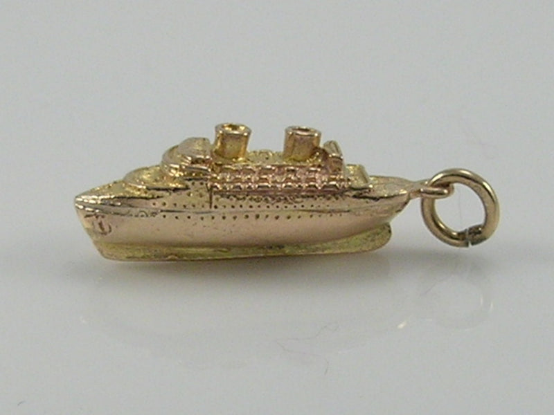 Vintage 3D 9ct Gold Cruise Liner Ship Charm H/MK 1955