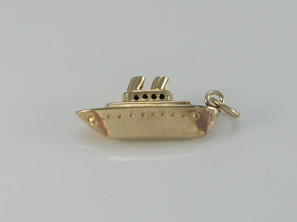 Vintage 9ct Gold Cruise Liner Ship Charm H/MK 1963