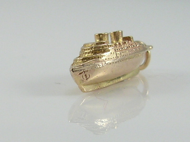 Vintage 3D 9ct Gold Cruise Liner Ship Charm H/MK 1955