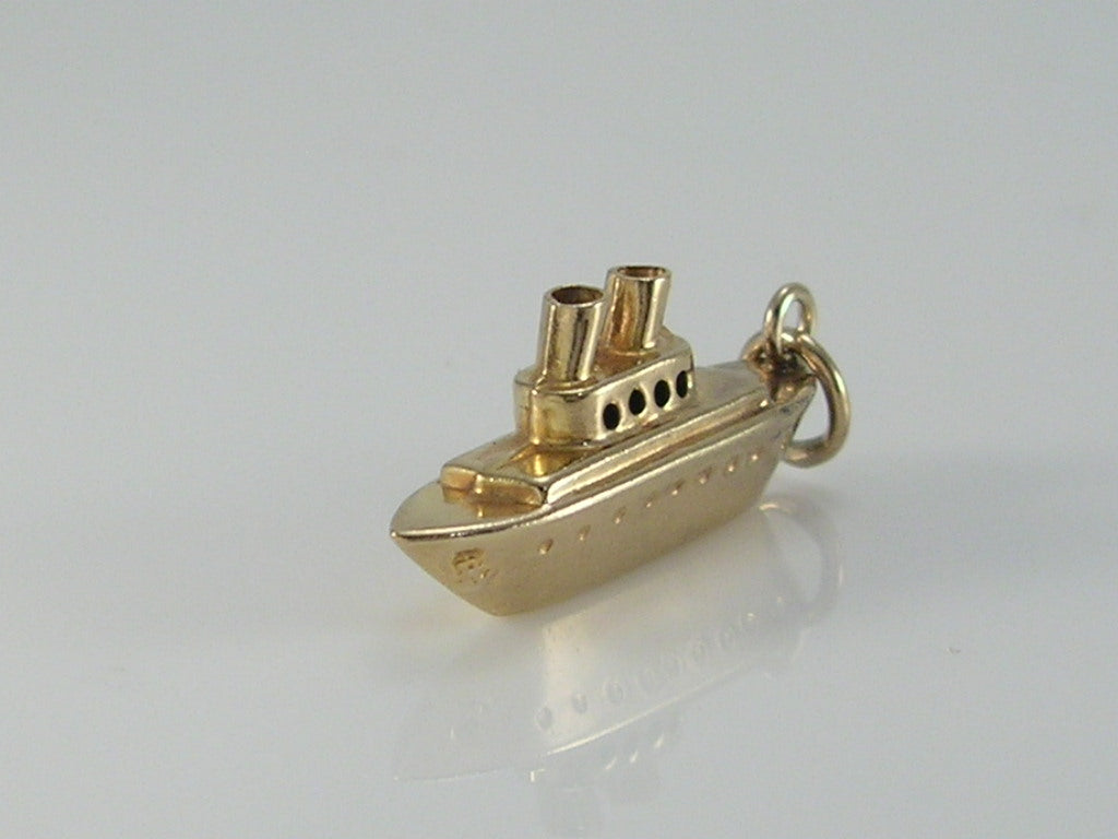 Vintage 9ct Gold Cruise Liner Ship Charm H/MK 1963