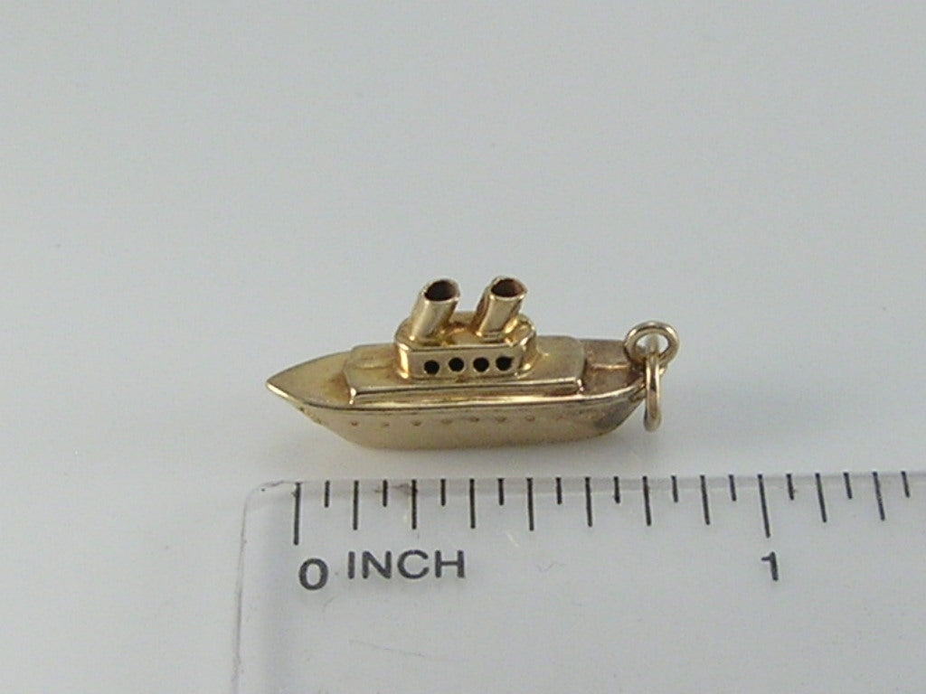 Vintage 9ct Gold Cruise Liner Ship Charm H/MK 1963