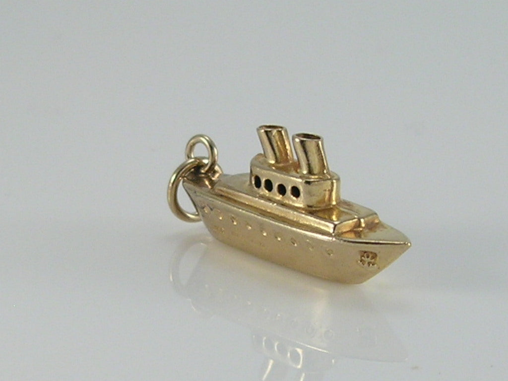 Vintage 9ct Gold Cruise Liner Ship Charm H/MK 1963