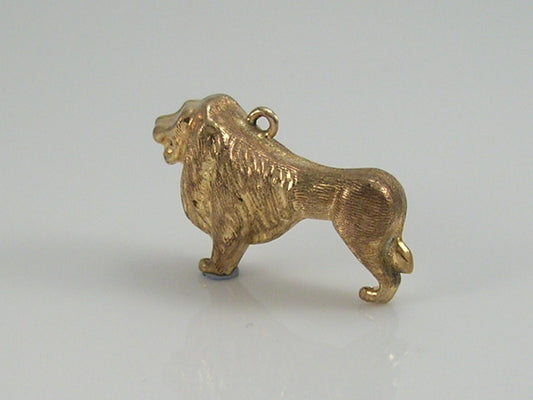 Vintage 3D 9ct Gold Lion Charm H/MK 1975