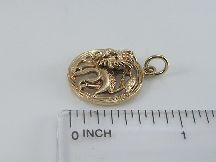 Vintage 9ct Gold Lion Leo Zodiac Pendant