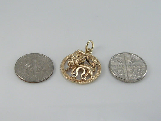 Vintage 3D 9ct Gold Lion Pendant H/MK 1992
