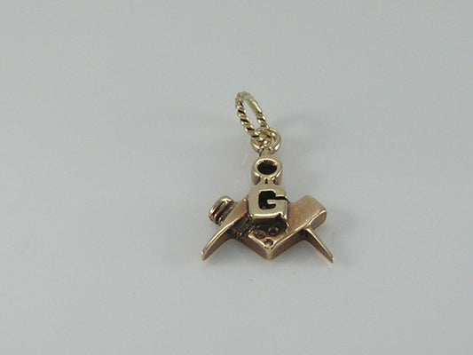 Vintage 9ct Gold Masonic Square & Compass Watch Fob Charm Pendant