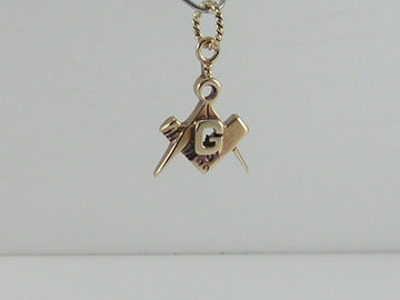 Vintage 9ct Gold Masonic Square & Compass Watch Fob Charm Pendant