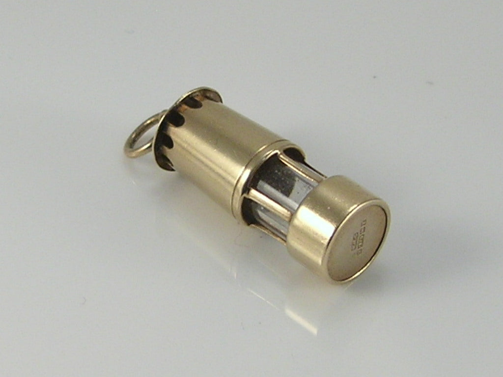 Vintage 9ct Gold Miners Lamp Charm H/MK 1968