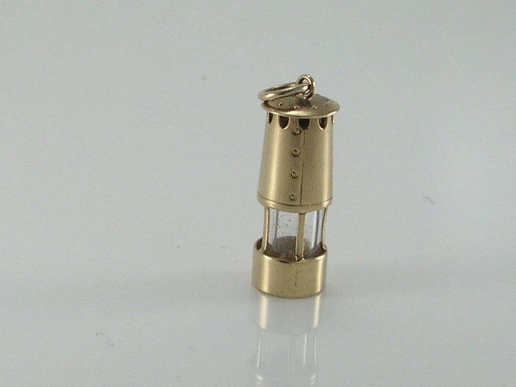 Vintage 9ct Gold Miners Lamp Charm H/MK 1968
