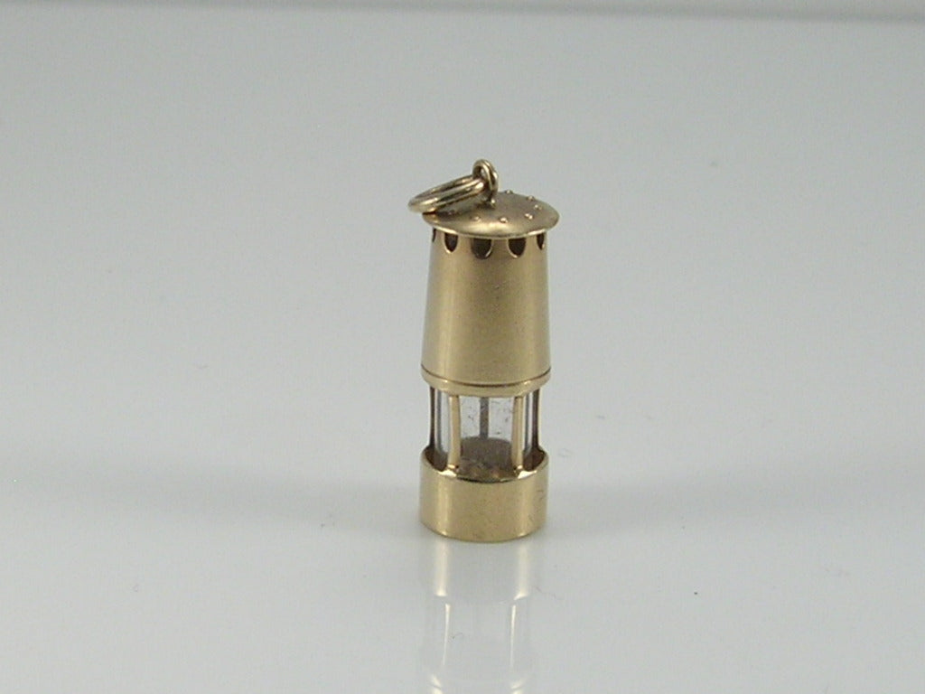 Vintage 9ct Gold Miners Lamp Charm H/MK 1968
