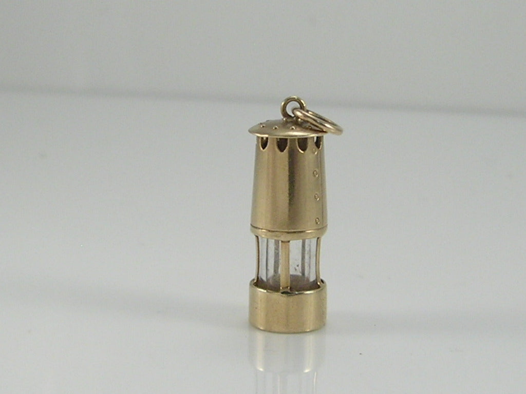 Vintage 9ct Gold Miners Lamp Charm H/MK 1968