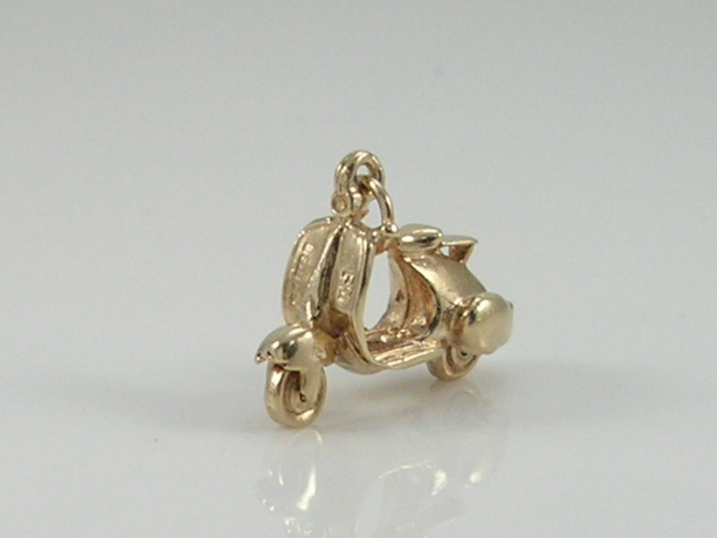 Vintage 9ct Gold Movable Vespa Moped Scooter Charm H/MK 1965