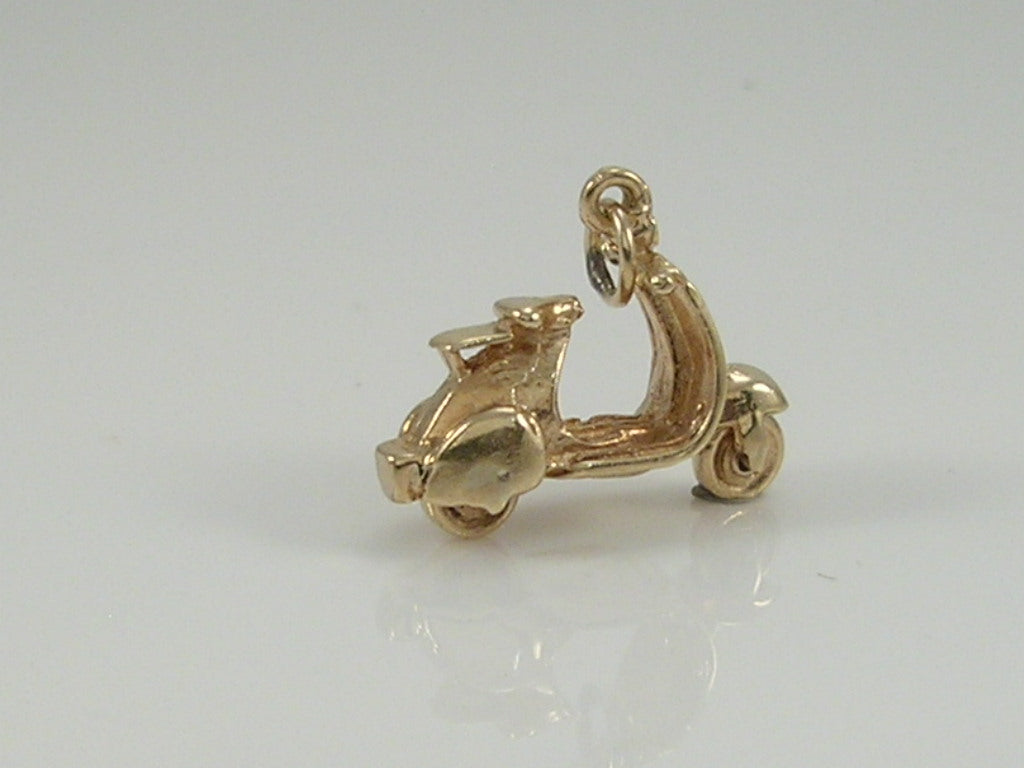 Vintage 9ct Gold Movable Vespa Moped Scooter Charm H/MK 1965