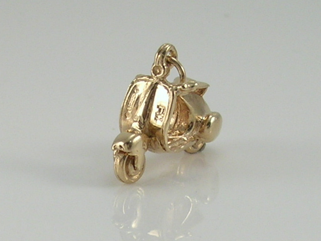 Vintage 9ct Gold Movable Vespa Moped Scooter Charm H/MK 1965
