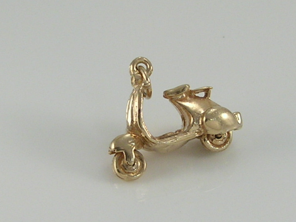 Vintage 9ct Gold Movable Vespa Moped Scooter Charm H/MK 1965