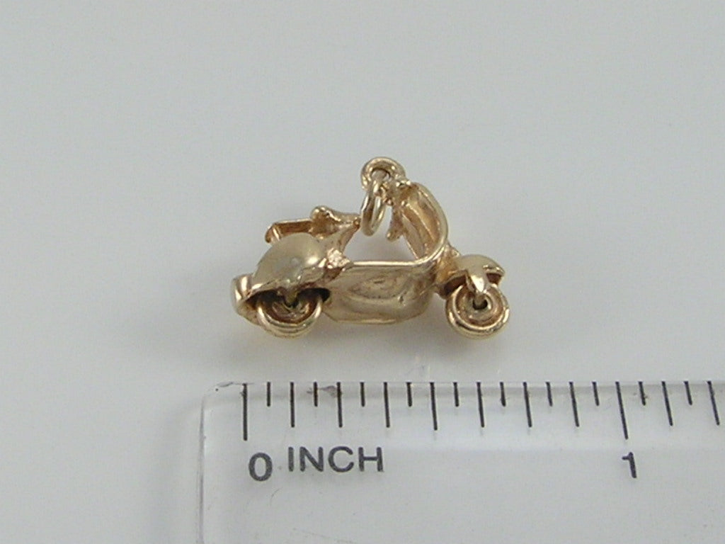Vintage 9ct Gold Movable Vespa Moped Scooter Charm H/MK 1965