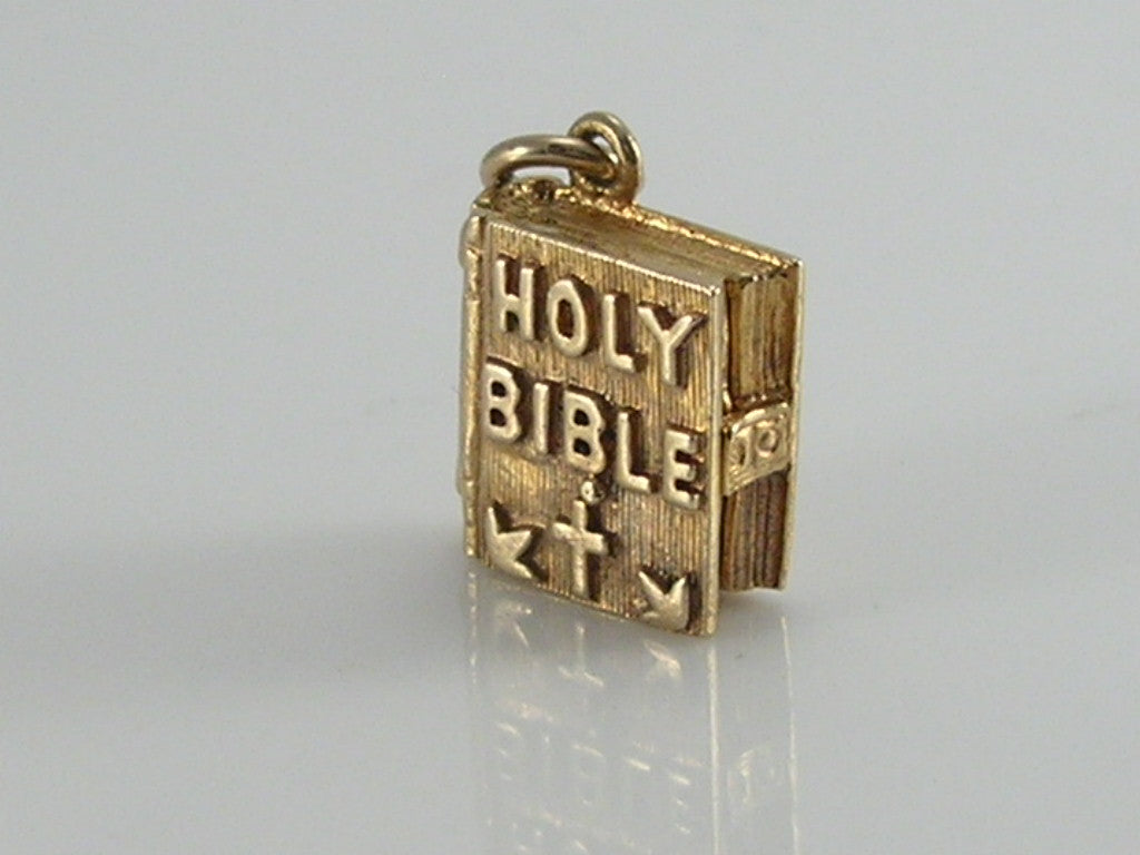 Vintage 3D 9ct Gold Nuvo Holy Bible Charm Pendant. H/MK 1972  Lords Prayer