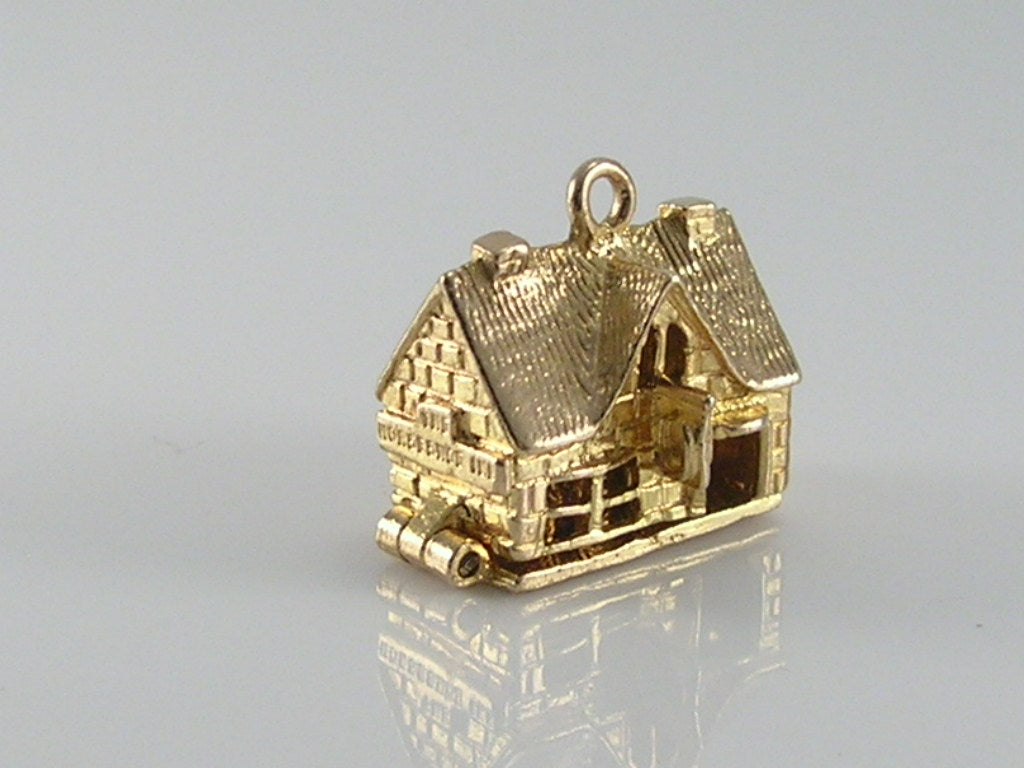 Vintage 9ct Gold Nuvo Horseshoe Inn Charm  H/MK 1970