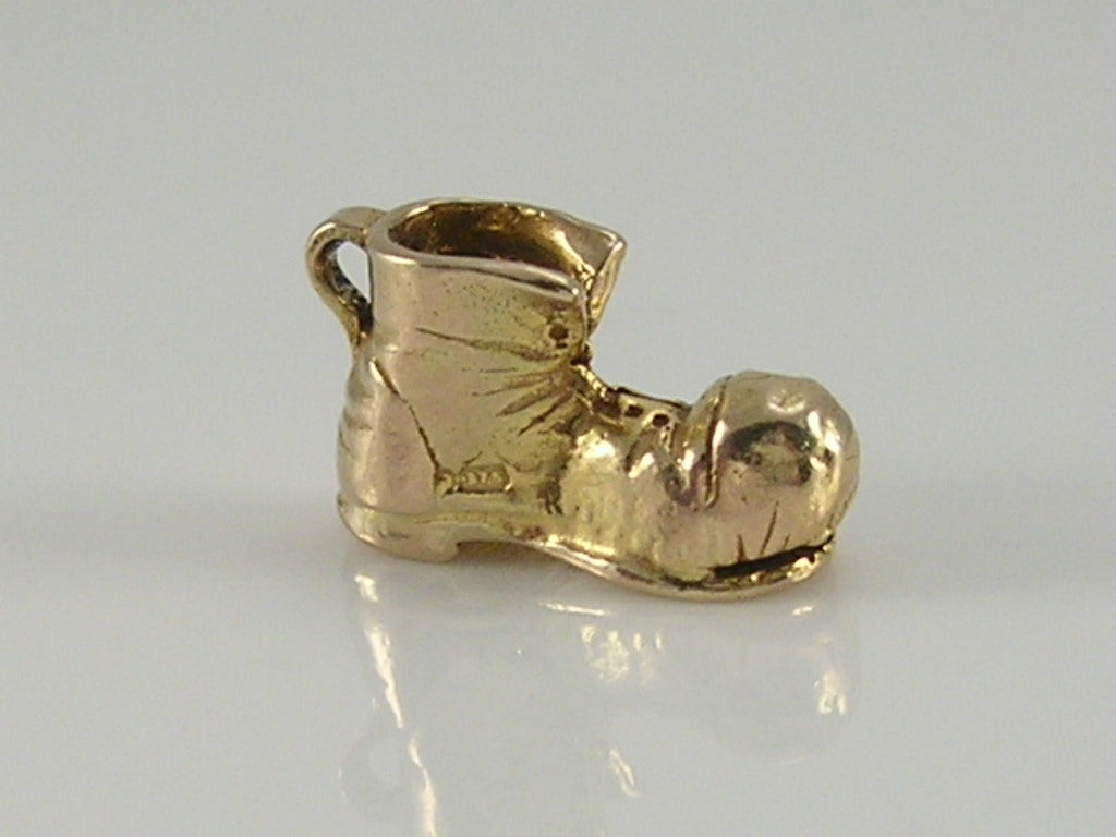 Vintage 3D 9ct Gold Old Boot Charm H/MK 1953