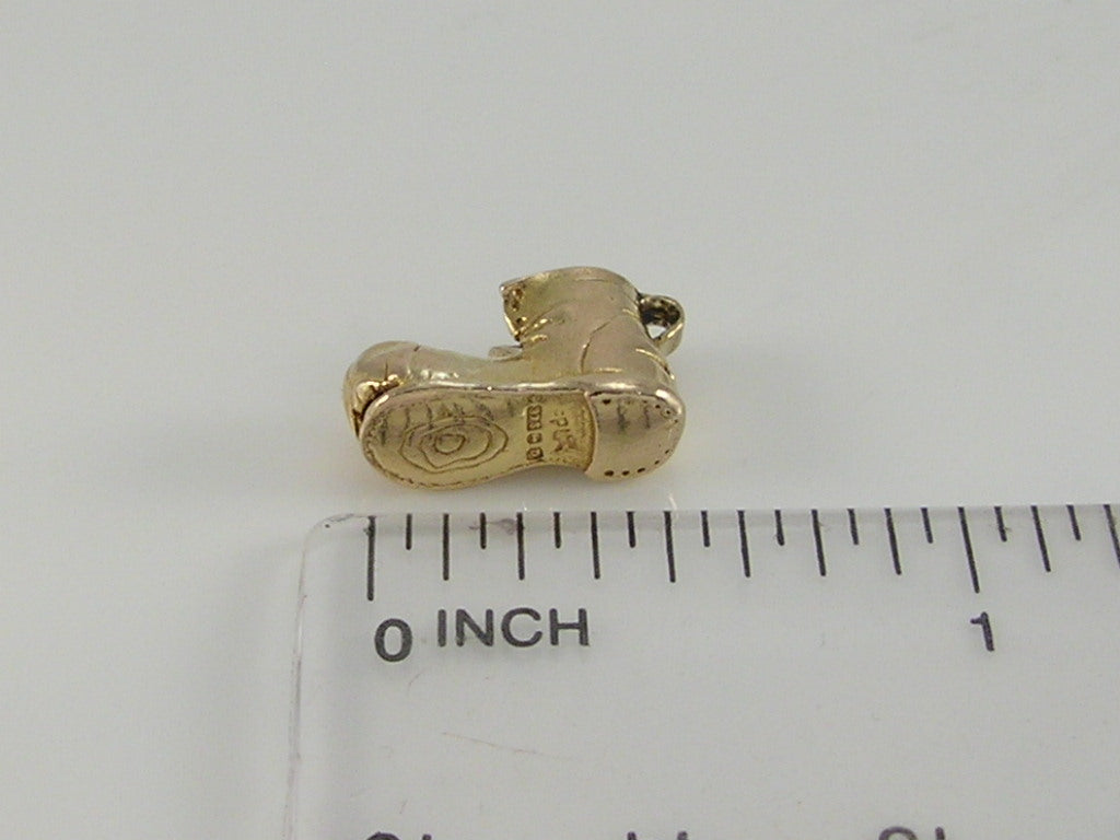 Vintage 3D 9ct Gold Old Boot Charm H/MK 1953
