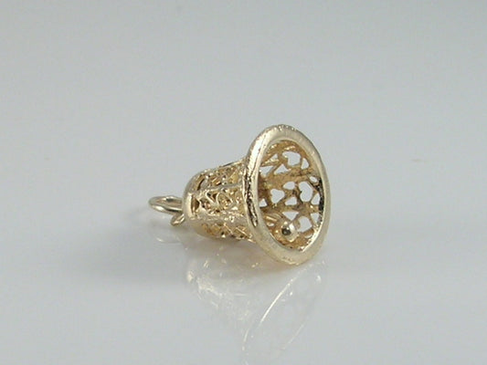 Vintage 9ct Gold Ornate Bell Charm H/MK 1979