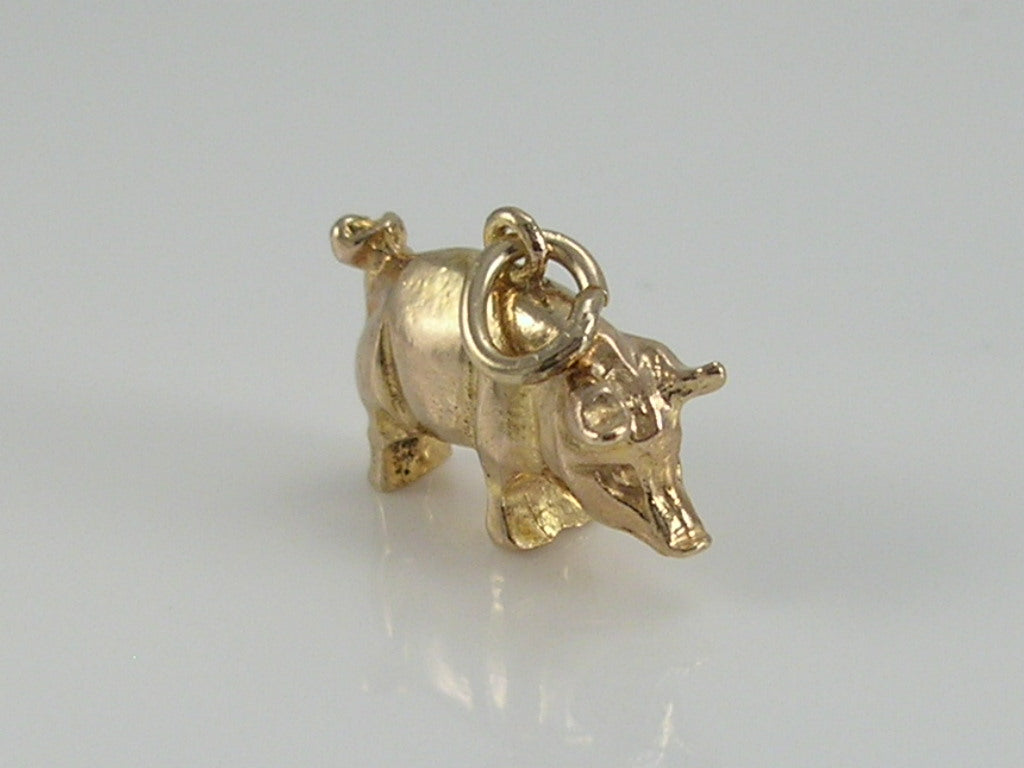Vintage 3D 9ct Gold Pig Charm H/Mk 1969