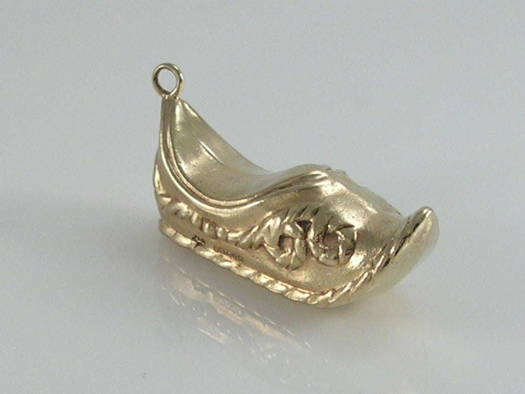 Vintage 9ct Gold Arabian Slipper Shoe Charm H/MK 1966