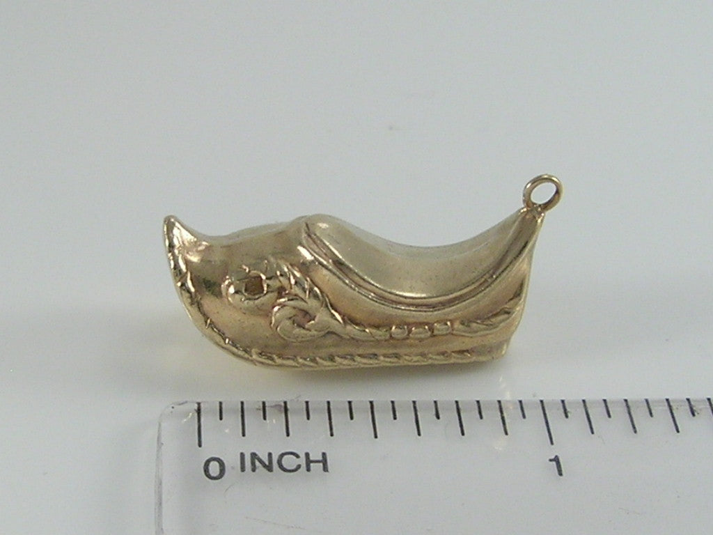 Vintage 9ct Gold Arabian Slipper Shoe Charm H/MK 1966