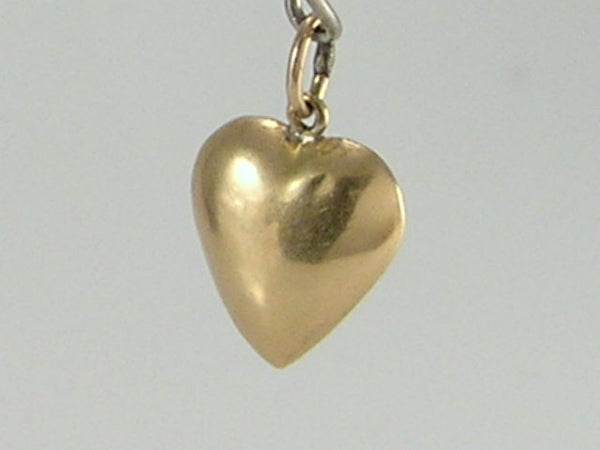 Vintage 3D 9ct Gold Puffy Heart Charm Pendant