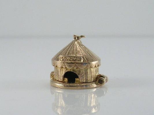 Vintage 9ct Gold Circus Tent Charm. H/MK 1963