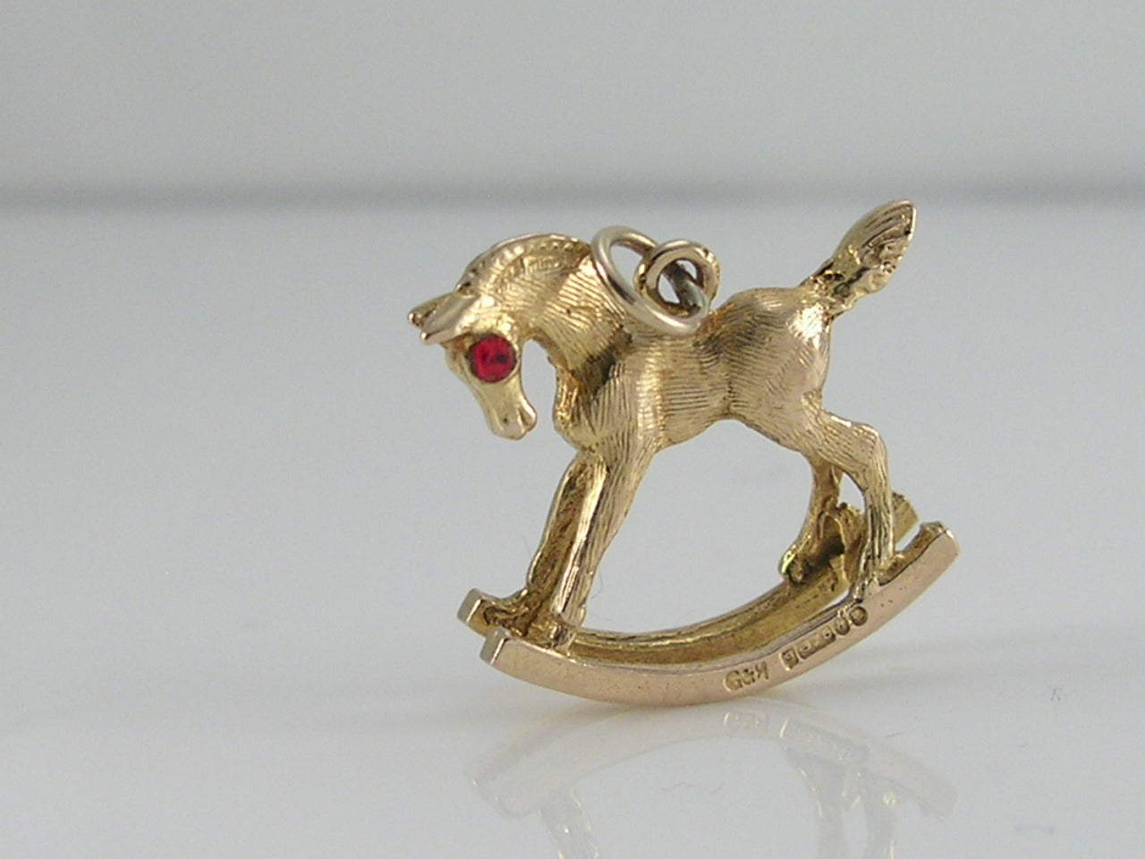 Vintage 3D 9ct Gold Rocking horse Charm Pendant  H/MK 1963