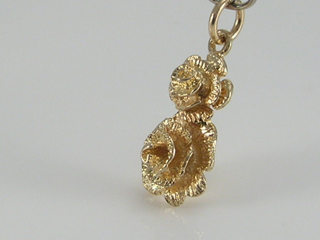 Vintage 9ct Solid Gold Roses Flowers Pendant H/MK 1978