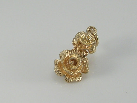 Vintage 9ct Solid Gold Roses Flowers Pendant H/MK 1978