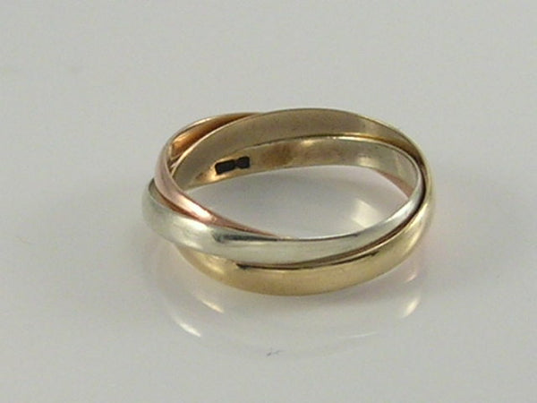 Vintage Solid 9ct Gold Tri Colour Wedding Ring   H/MK 1992