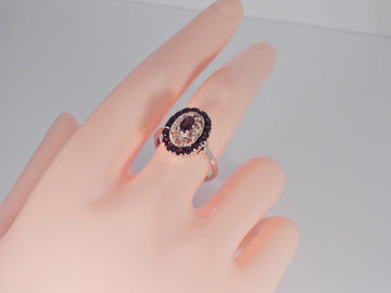 Vintage 9ct Gold Garnet Cluster Ring  H/MK 1970