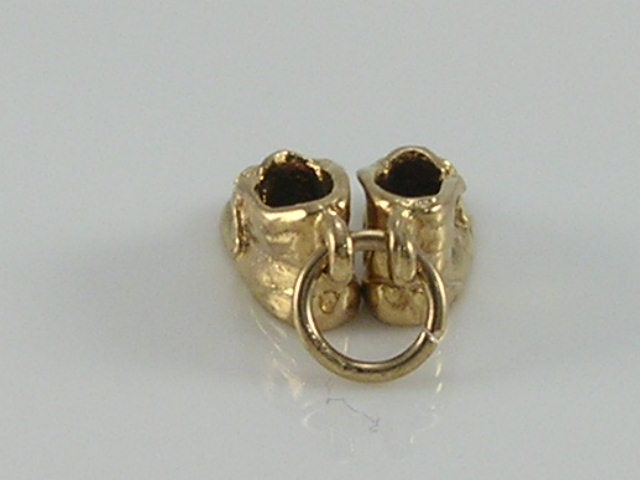 Vintage 3D 9ct Gold Baby Boots Shoes Charm Pendant H/MK 1976