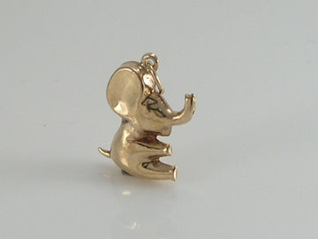 Vintage 3D 9ct Gold Elephant Charm Pendant