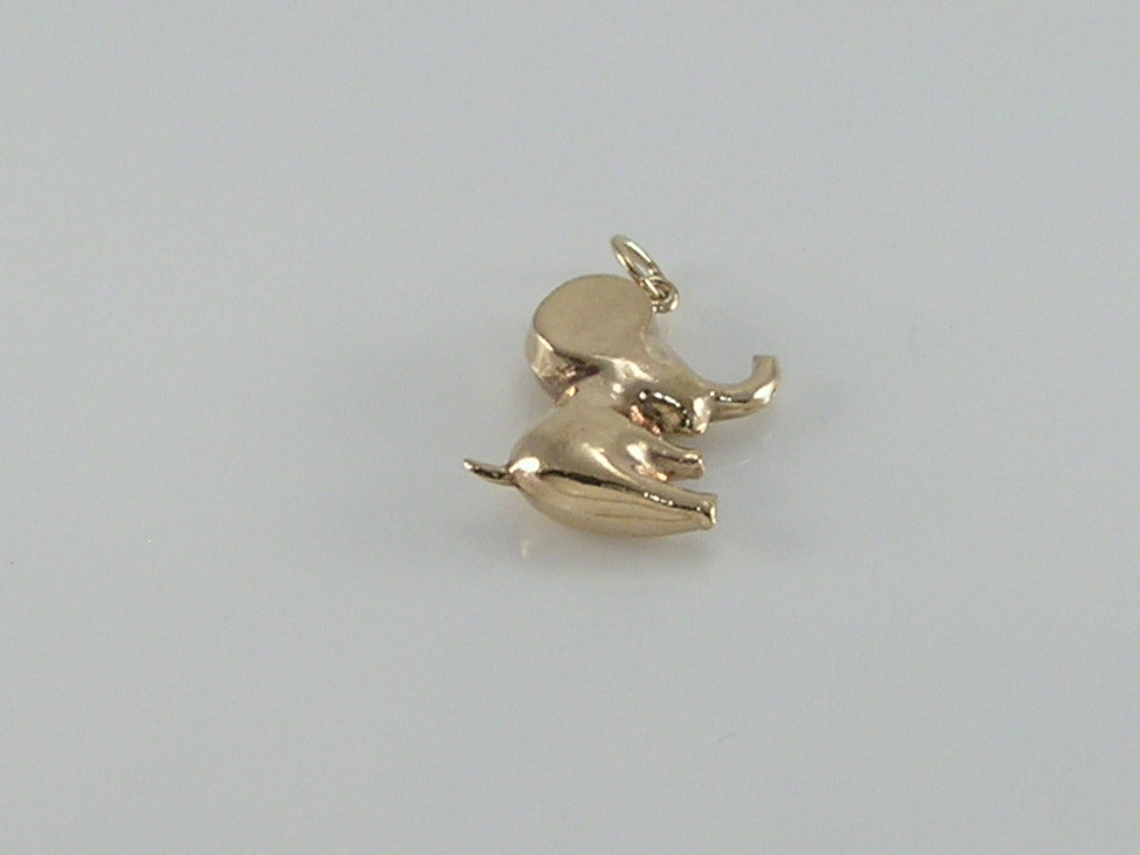 Vintage 3D 9ct Gold Elephant Charm Pendant
