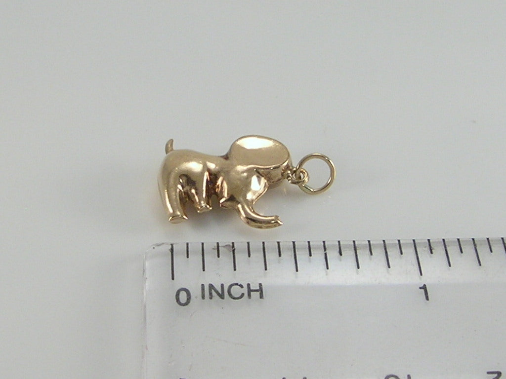 Vintage 3D 9ct Gold Elephant Charm Pendant