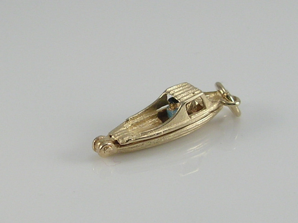 Vintage 9ct Gold Speed Boat Charm
