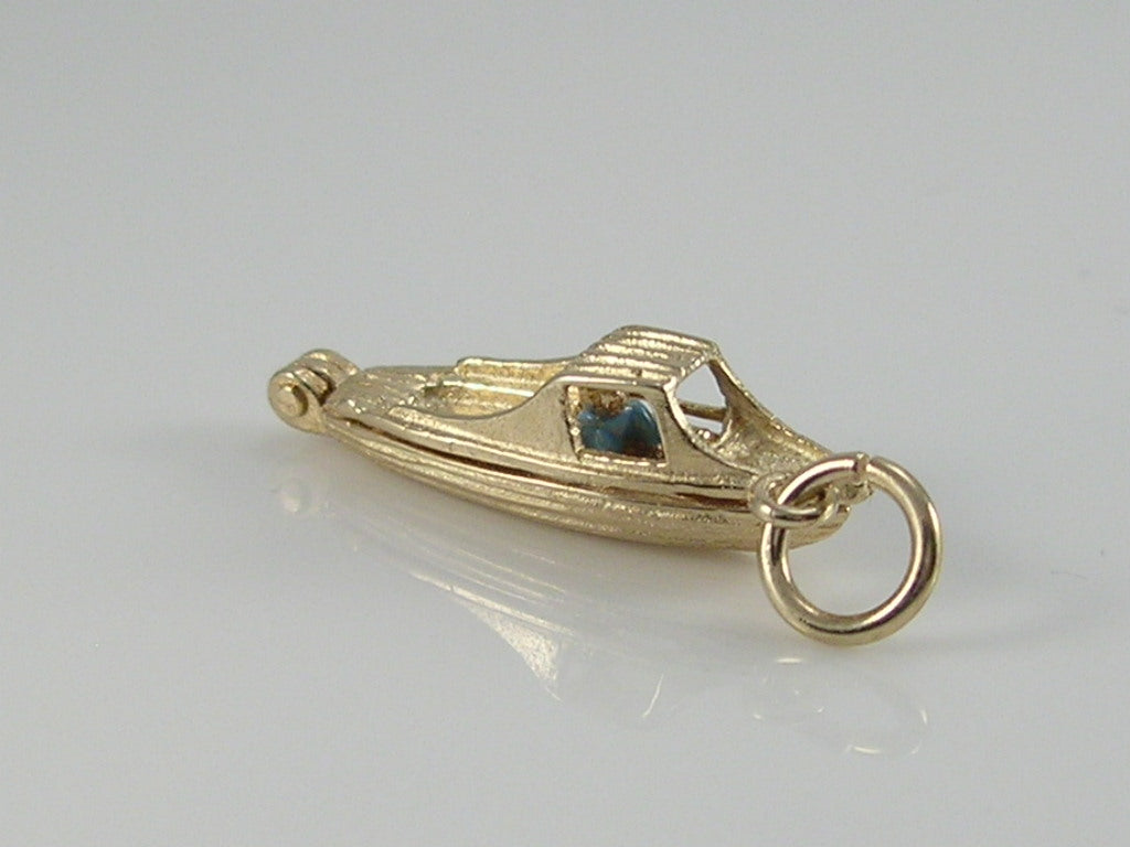 Vintage 9ct Gold Speed Boat Charm