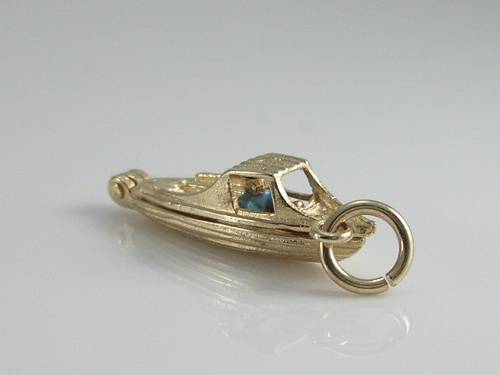 Vintage 9ct Gold Speed Boat Charm